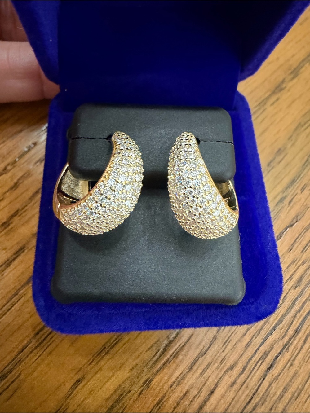 Moissanite Gold Pave Huggie Earrings